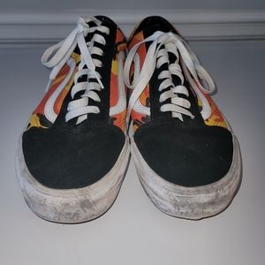 VANS Old Skool Pop Camo Black Orange US Mens Size 10 Needs Some TLC